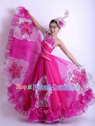 Top Grade Chorus Opening Dance Rosy Dress Modern Dance Stage Performance Costume for Women