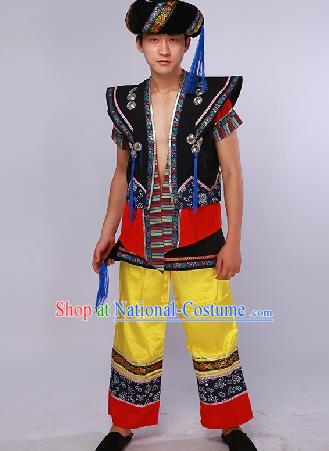 Chinese Traditional Ethnic Dance Costume Yi Nationality Stage Performance Clothing for Men