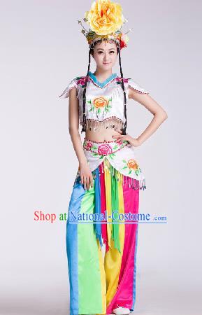 Chinese Traditional Umbrella Dance Costume Classical Dance Stage Performance Clothing for Women