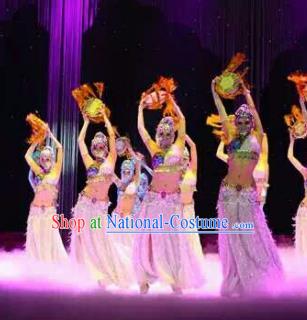 Chinese Traditional Classical Dance Pink Clothing Lotus Dance Stage Performance Costume for Women