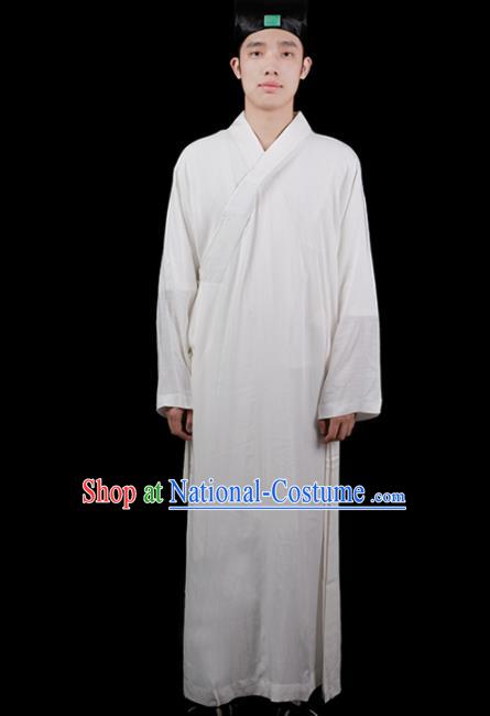 Chinese Traditional Taoism Costume National Taoist Priest White Robe for Men