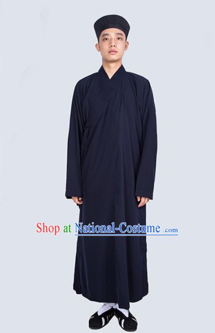 Chinese Traditional Taoism Costume National Taoist Priest Navy Robe for Men