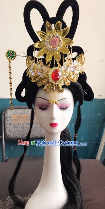 Chinese Traditional Beijing Opera Peri Hairpins and Wigs Sheath Peking Opera Princess Hair Accessories for Women