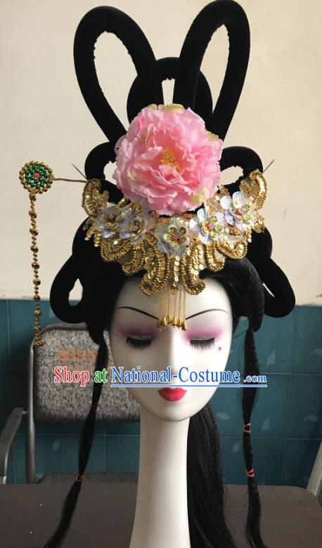 Chinese Traditional Beijing Opera Peri Tassel Hairpins and Wigs Sheath Peking Opera Princess Hair Accessories for Women