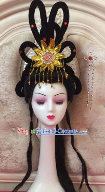 Chinese Traditional Beijing Opera Princess Wig Sheath Peking Opera Peri Chignon Hair Accessories for Women