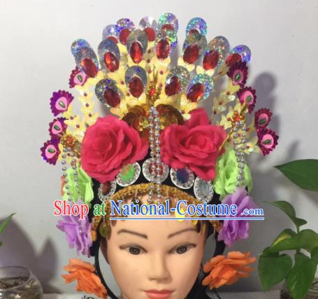 Chinese Traditional Beijing Opera Peri Phoenix Coronet Headwear Peking Opera Diva Hair Accessories for Kids