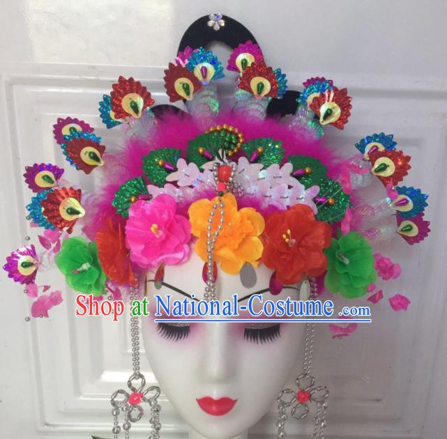 Chinese Traditional Beijing Opera Fairy Phoenix Coronet Headwear Peking Opera Diva Hair Accessories for Kids