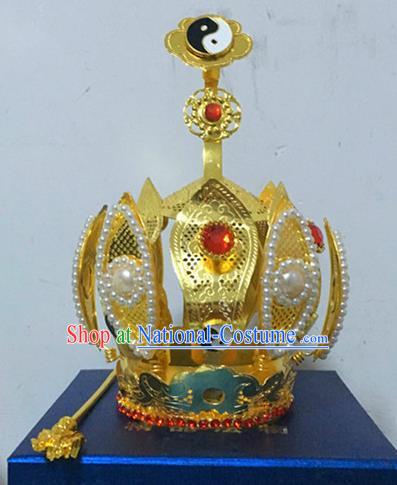 Chinese Traditional Taoism Headwear National Taoist Priest Bagua Hairdo Crown for Men