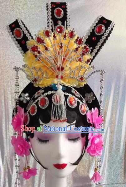 Chinese Traditional Beijing Opera Peri Wigs and Hairpins Headwear Peking Opera Diva Hair Accessories for Women