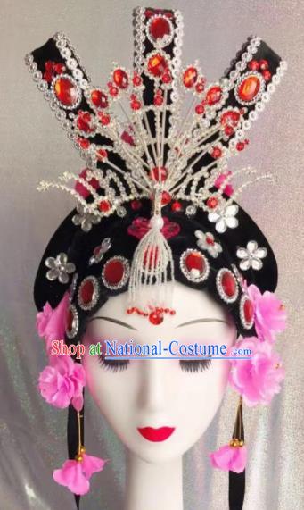 Chinese Traditional Beijing Opera Imperial Consort Wigs and Hairpins Headwear Peking Opera Diva Hair Accessories for Women