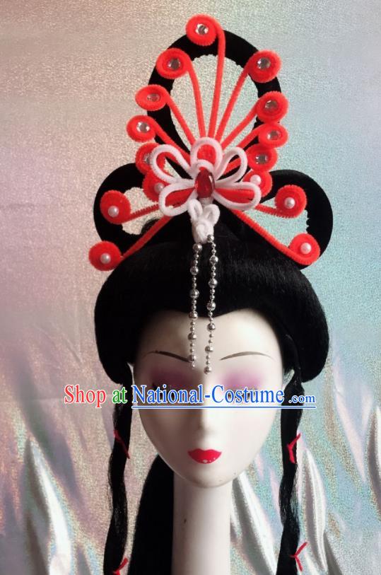 Chinese Traditional Beijing Opera Peri Orange Phoenix Hairpins Peking Opera Diva Hair Accessories for Women