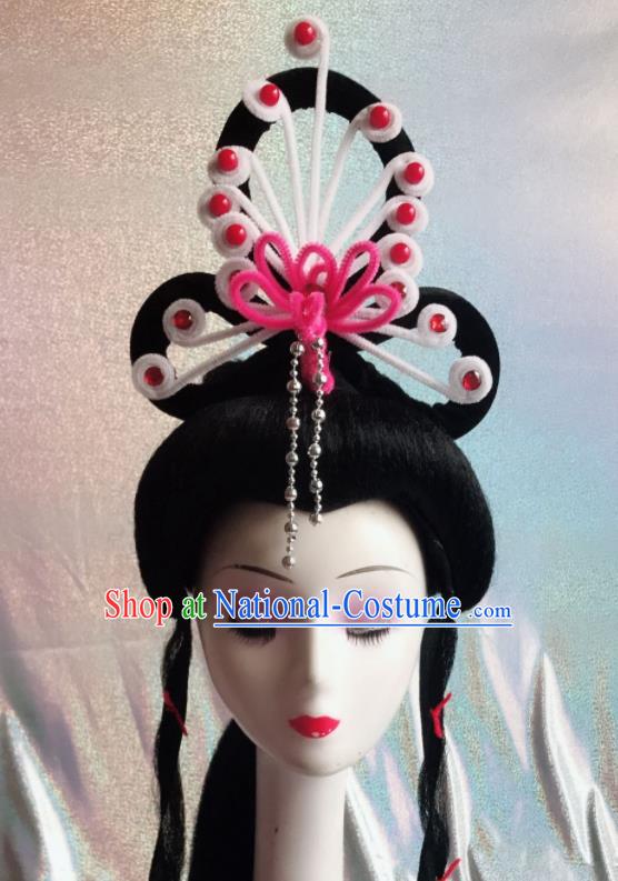 Chinese Traditional Beijing Opera Peri White Phoenix Hairpins Peking Opera Diva Hair Accessories for Women