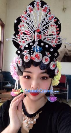 Chinese Traditional Beijing Opera Peri Wigs and Phoenix Hairpins Peking Opera Diva Hair Accessories for Women