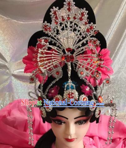 Chinese Traditional Beijing Opera Diva Wigs and Phoenix Hairpins Peking Opera Princess Hair Accessories for Women