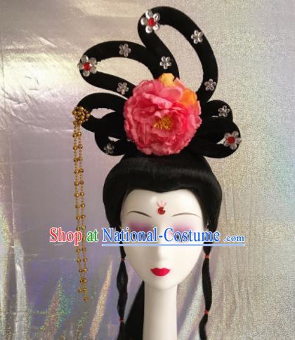 Chinese Traditional Beijing Opera Court Princess Wigs Sheath Peking Opera Peri Hair Accessories for Women