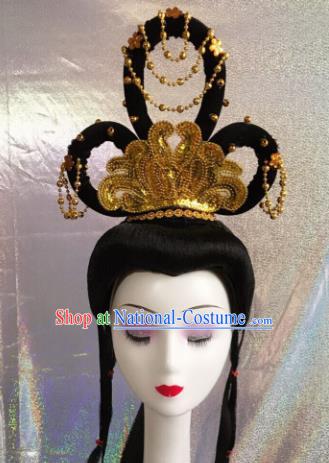 Chinese Traditional Beijing Opera Queen Hairpins and Wigs Sheath Peking Opera Peri Hair Accessories for Women