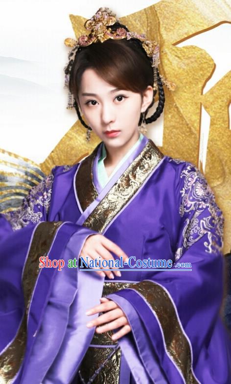 Drama Queen Dugu Chinese Northern Zhou Dynasty Princess Hanfu Dress Ancient Historical Costume and Headpiece for Women