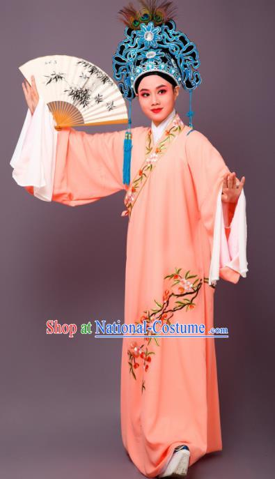 Chinese Traditional Peking Opera Niche Embroidered Cherrim Orange Robe Beijing Opera Scholar Costume for Men