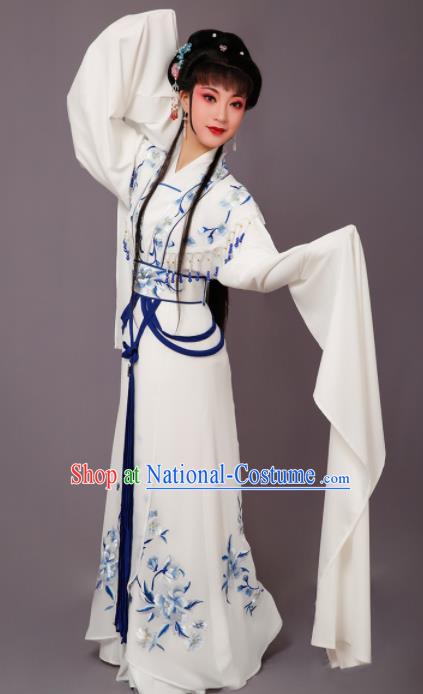 Chinese Traditional Peking Opera Princess White Dress Beijing Opera Hua Dan Costume for Women