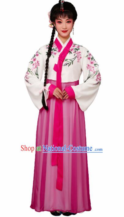 Chinese Traditional Huangmei Opera Embroidered Rosy Dress Beijing Opera Hua Dan Costume for Women