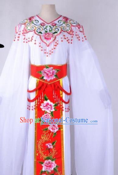 Chinese Traditional Shaoxing Opera Peri Embroidered Red Peony Dress Beijing Opera Hua Dan Costume for Women