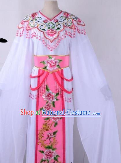 Chinese Traditional Shaoxing Opera Peri Embroidered Pink Peony Dress Beijing Opera Hua Dan Costume for Women