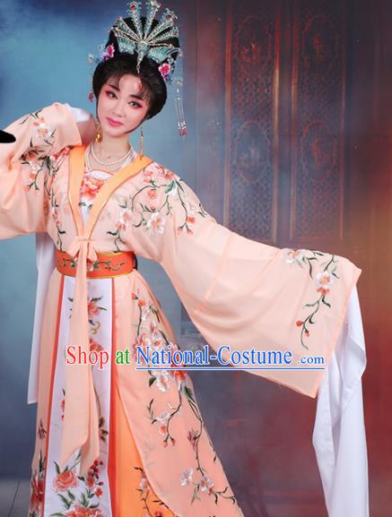 Chinese Traditional Shaoxing Opera Imperial Consort Embroidered Orange Dress Beijing Opera Hua Dan Costume for Women