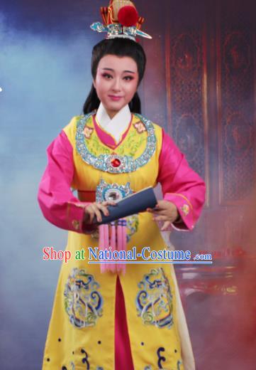 Chinese Traditional Peking Opera Crown Prince Embroidered Yellow Robe Beijing Opera Niche Costume for Men