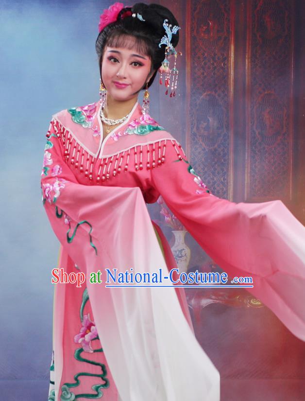 Chinese Traditional Huangmei Opera Peri Embroidered Pink Dress Beijing Opera Hua Dan Costume for Women