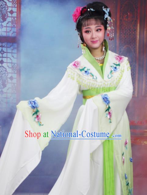 Chinese Traditional Huangmei Opera Nobility Lady Embroidered Green Dress Beijing Opera Hua Dan Costume for Women