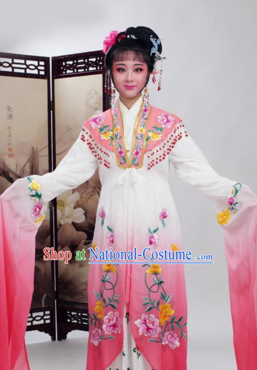 Chinese Traditional Huangmei Opera Embroidered Rosy Dress Beijing Opera Hua Dan Costume for Women