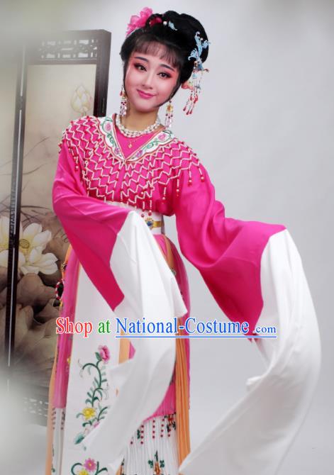 Chinese Traditional Huangmei Opera Princess Rosy Dress Beijing Opera Hua Dan Costume for Women