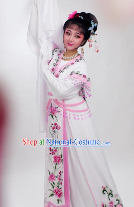 Chinese Traditional Huangmei Opera Embroidered Pink Peony Dress Beijing Opera Hua Dan Costume for Women