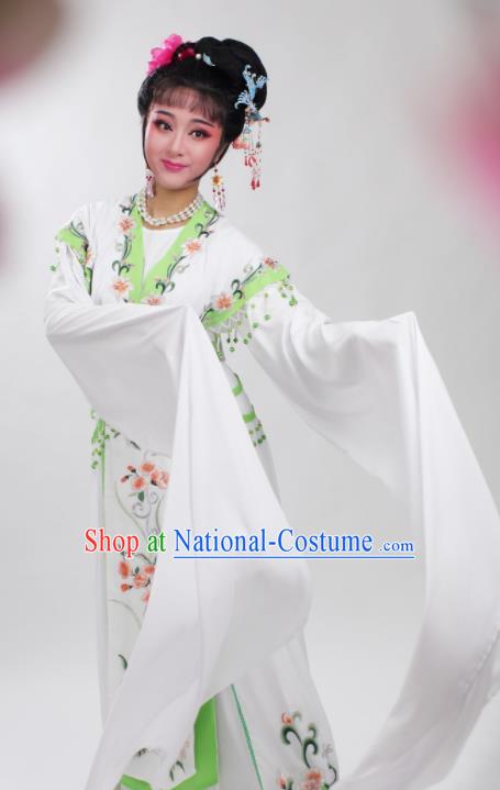 Chinese Traditional Huangmei Opera Embroidered Green Peony Dress Beijing Opera Hua Dan Costume for Women