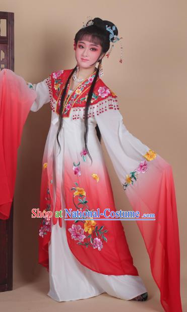 Chinese Traditional Huangmei Opera Actress Embroidered Red Dress Beijing Opera Hua Dan Costume for Women