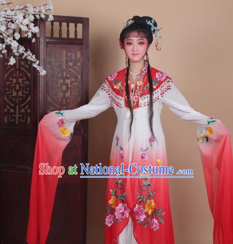 Chinese Traditional Huangmei Opera Actress Embroidered Red Dress Beijing Opera Hua Dan Costume for Women