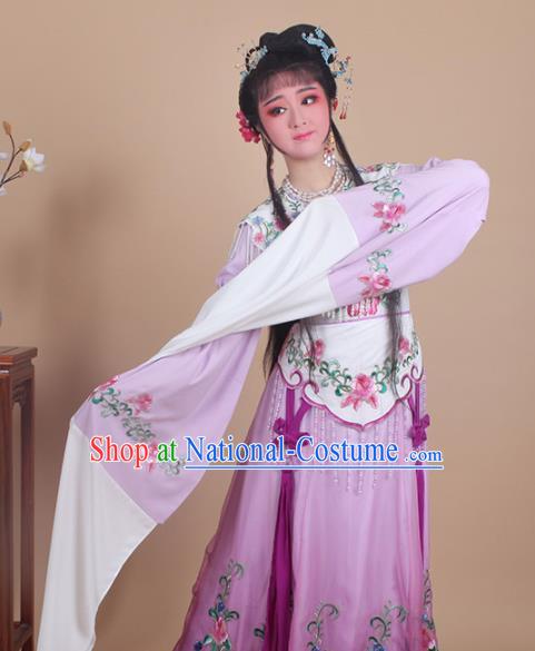 Chinese Traditional Huangmei Opera Nobility Lady Embroidered Purple Dress Beijing Opera Hua Dan Costume for Women