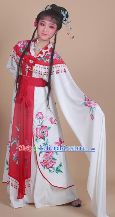 Chinese Traditional Shaoxing Opera Nobility Lady Embroidered Red Dress Beijing Opera Hua Dan Costume for Women