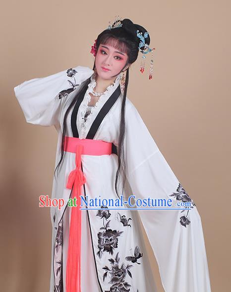 Chinese Traditional Shaoxing Opera Embroidered Black Peony Dress Beijing Opera Hua Dan Costume for Women