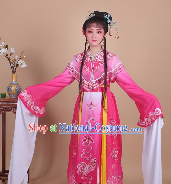 Chinese Traditional Shaoxing Opera Peri Embroidered Rosy Dress Beijing Opera Princess Hua Dan Costume for Women