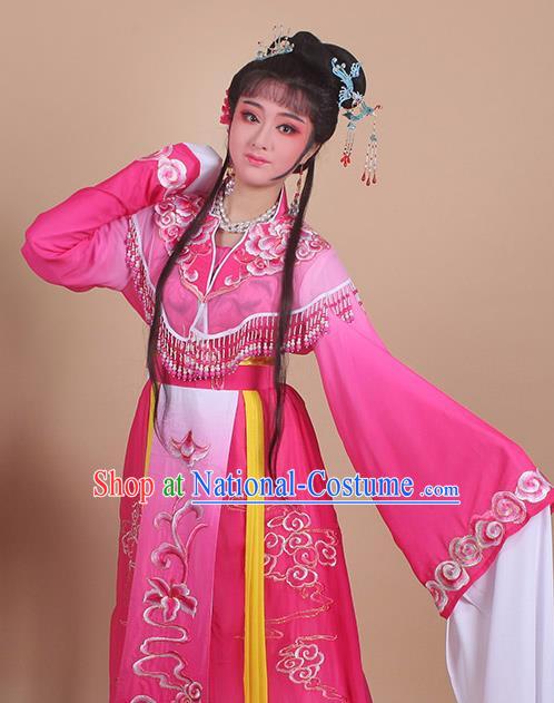 Chinese Traditional Shaoxing Opera Peri Embroidered Rosy Dress Beijing Opera Princess Hua Dan Costume for Women