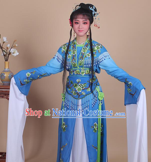 Chinese Traditional Shaoxing Opera Embroidered Plum Blossom Royalblue Dress Beijing Opera Princess Hua Dan Costume for Women