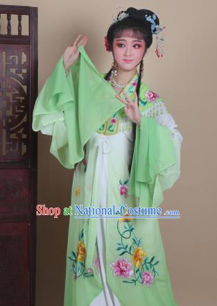 Chinese Traditional Huangmei Opera Actress Embroidered Green Dress Beijing Opera Hua Dan Costume for Women