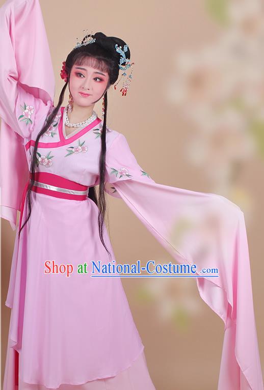 Chinese Traditional Shaoxing Opera Maidservants Embroidered Pink Dress Beijing Opera Young Lady Hua Dan Costume for Women