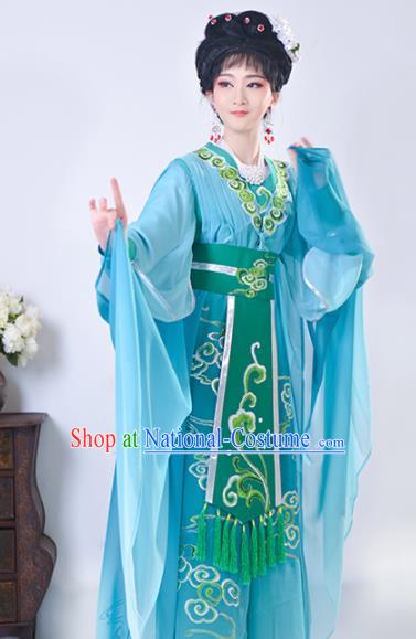 Chinese Traditional Shaoxing Opera Swordswoman Embroidered Green Dress Beijing Opera Princess Hua Dan Costume for Women