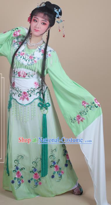 Chinese Traditional Huangmei Opera Nobility Lady Embroidered Green Dress Beijing Opera Hua Dan Costume for Women