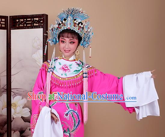 Chinese Traditional Shaoxing Opera Imperial Consort Embroidered Rosy Dress Beijing Opera Hua Dan Costume for Women