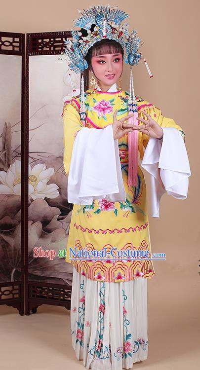 Chinese Traditional Shaoxing Opera Imperial Consort Embroidered Yellow Dress Beijing Opera Hua Dan Costume for Women