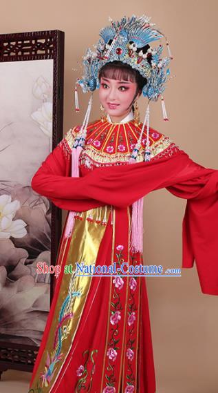 Chinese Traditional Shaoxing Opera Princess Red Dress Beijing Opera Hua Dan Embroidered Costume for Women