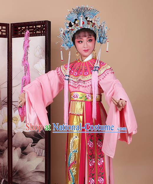 Chinese Traditional Shaoxing Opera Princess Pink Dress Beijing Opera Hua Dan Embroidered Costume for Women